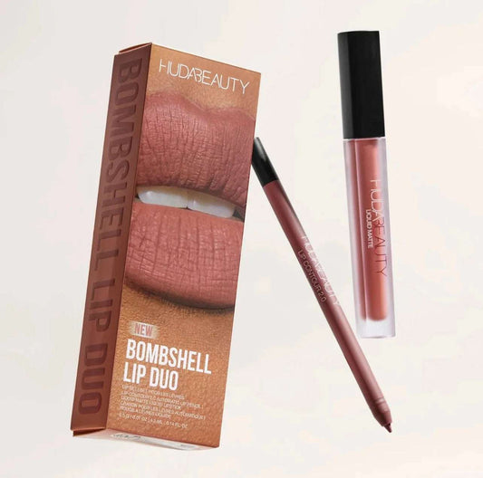 Huda Beauty Bombshell lip duo 
Lip Liner & Liquid Lipstick